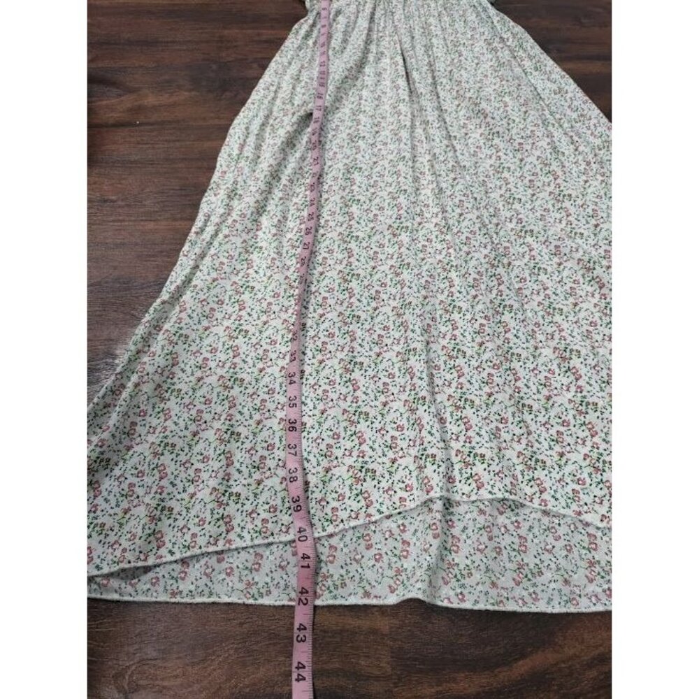 Made In Italy Short Sleeve Floral Print V Neck Maxi Dress White Pink Women's L - Picture 13 of 13